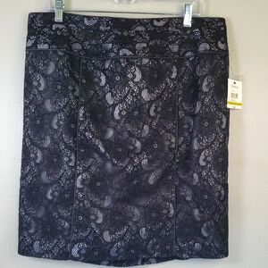 NWT Relativity Black Lace, Knee Length Skirt. Size 14 Petite